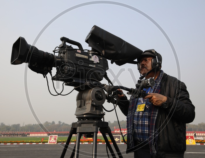 Videographer at Indian Army Day Celebrations at Parade Ground in Delhi