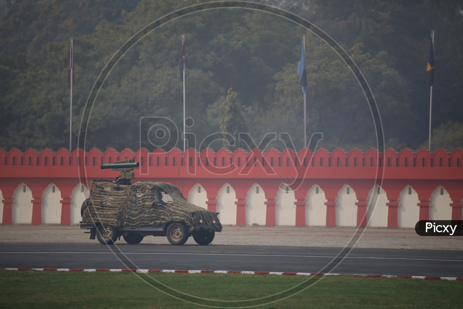 Indian Army Jeep Camouflaged with Rocket Launcher