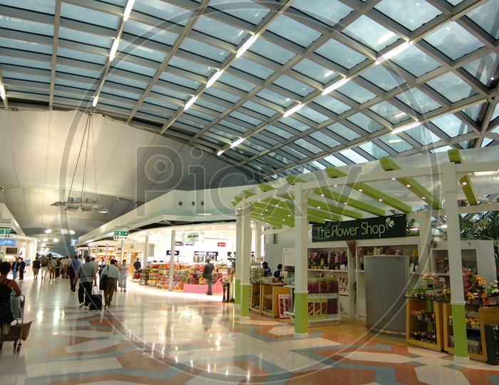 Krabi Airport With Travel Scenes Of Passengers and Vendor Shops