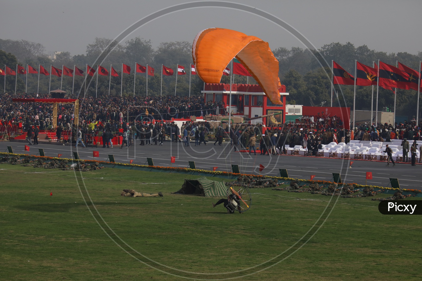 Indian Army Soldiers Performing Powered Paragliding