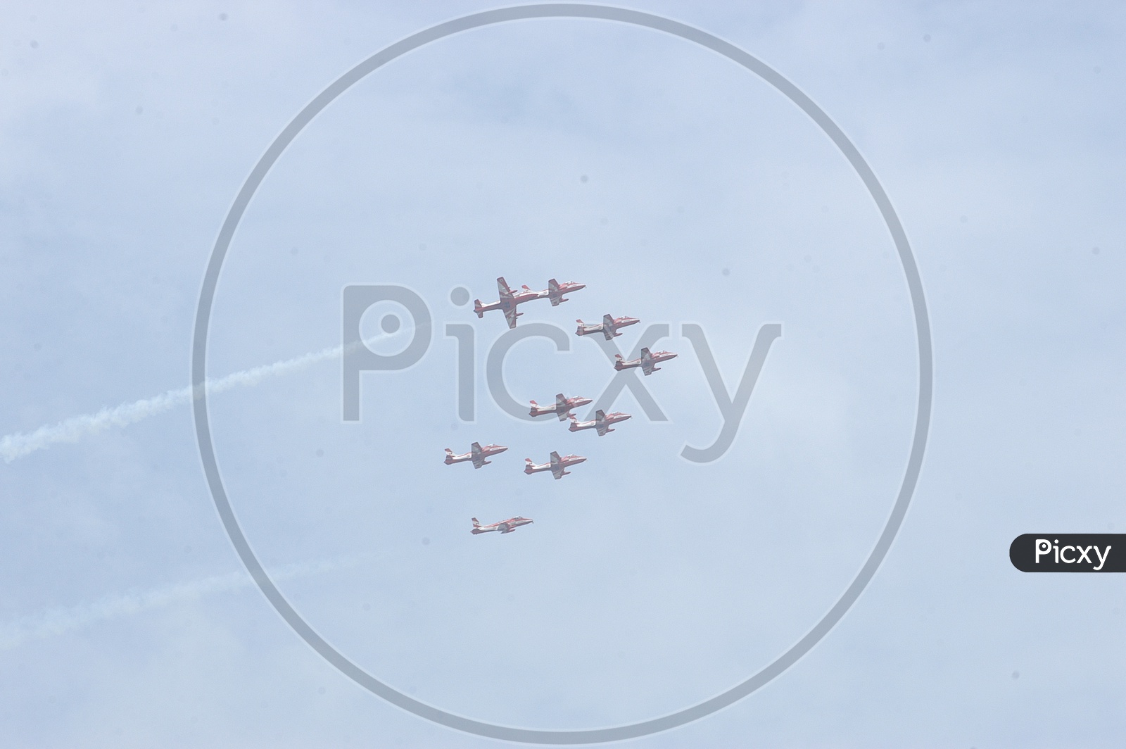 Group of jet planes flying in air