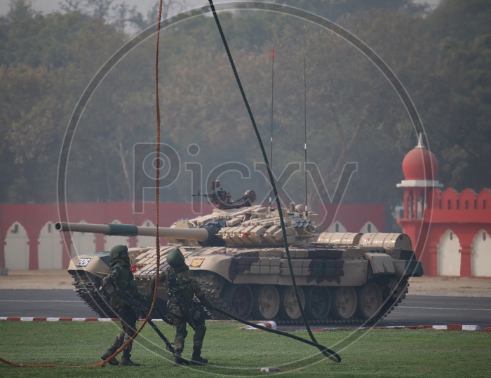 Indian Army Soldiers and Battle Tank