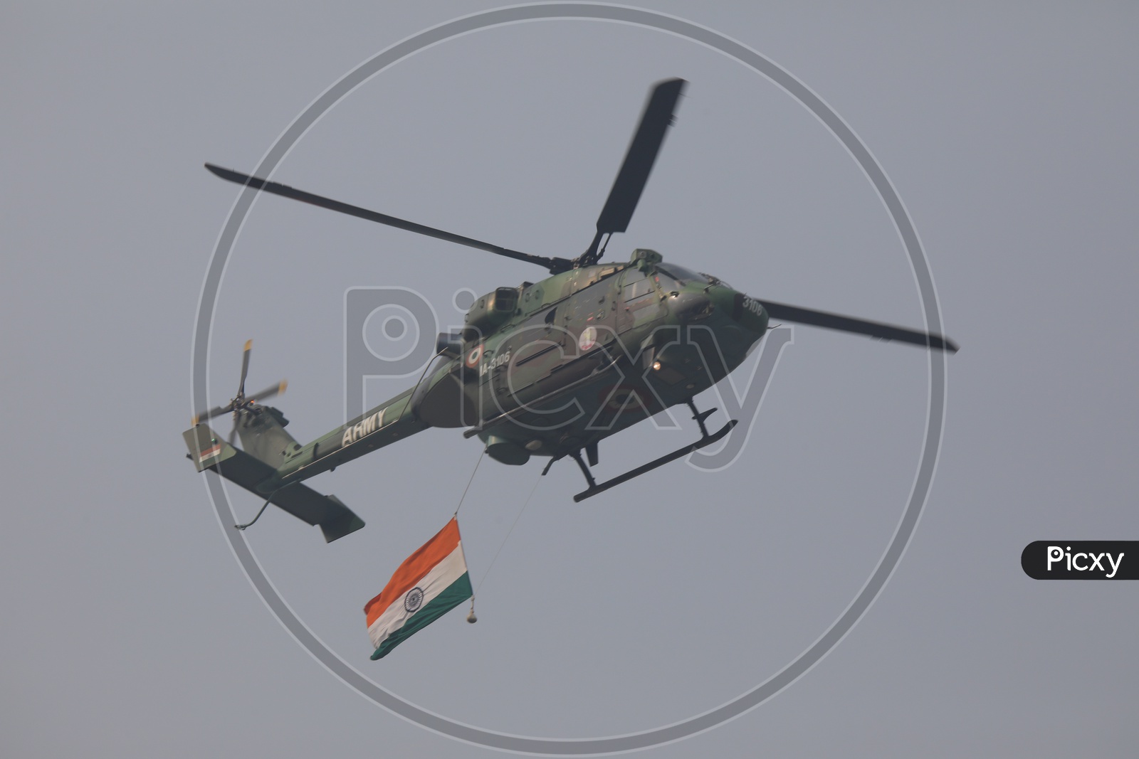 Indian Army Utility Helicopter Dhruv Displaying National Flag