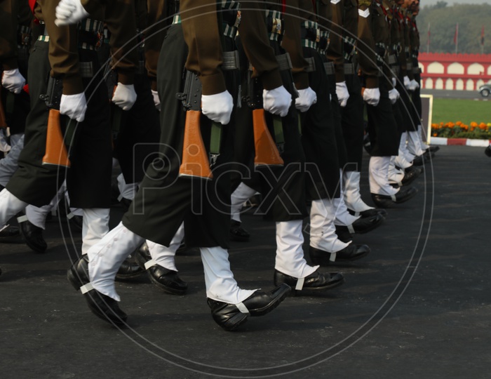 Indian Army Soldiers Marching on Army Day Parade