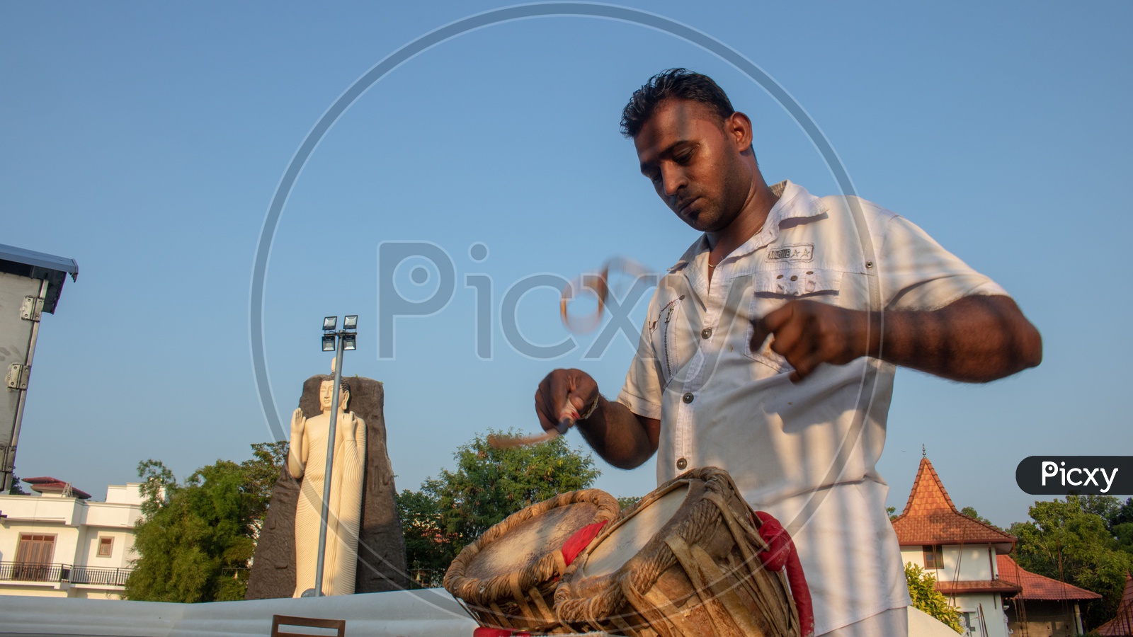 A Musician Playing The Traditional Drums in Colombo , Sri Lanka