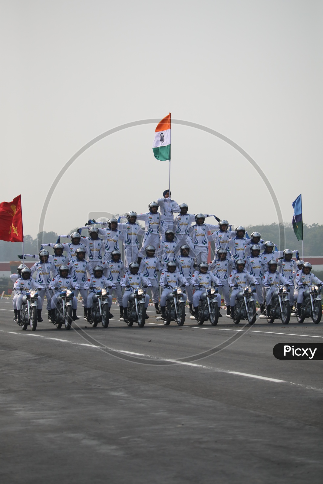 Indian Army Soldiers Display Bike Stunts on Army Day
