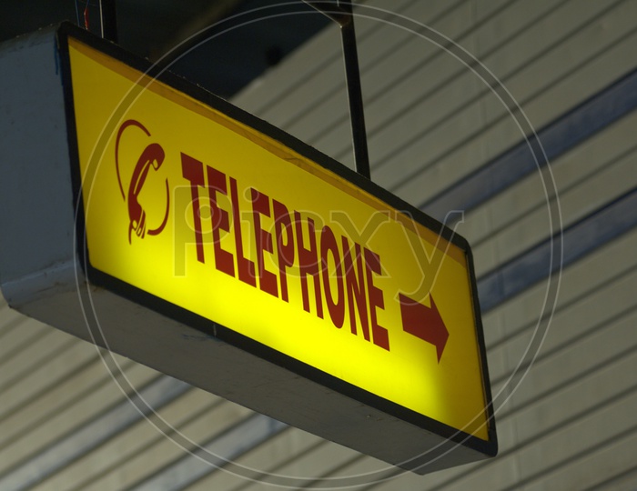 Telephone Booth Sign Board In Airport