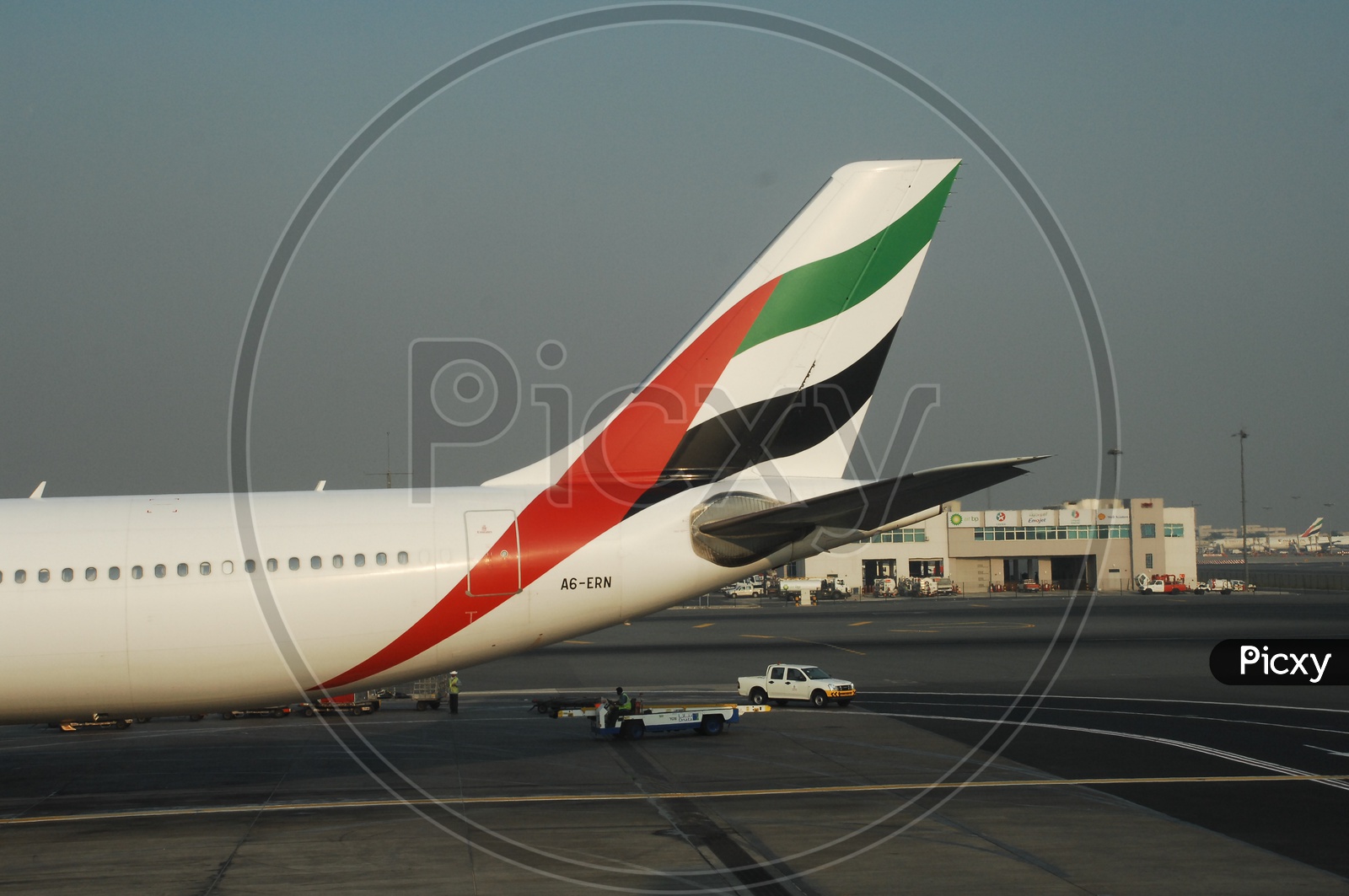 Emirates flight waiting in Airport