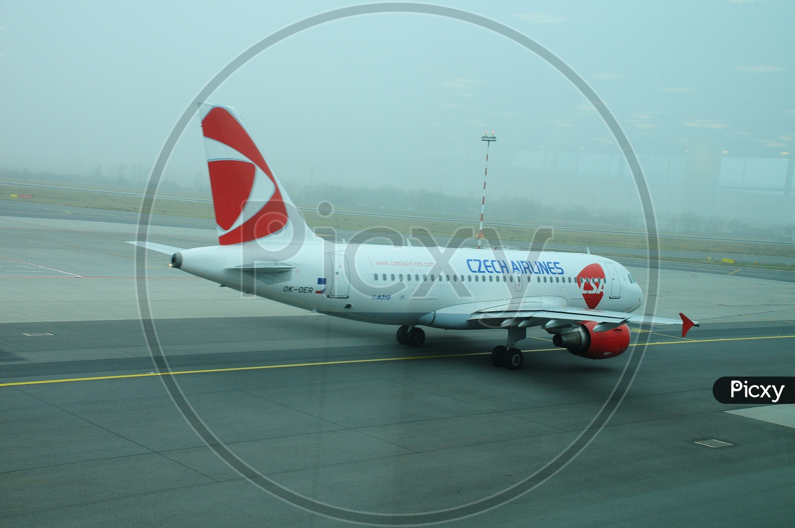 Czech Airlines flight moving on Runway