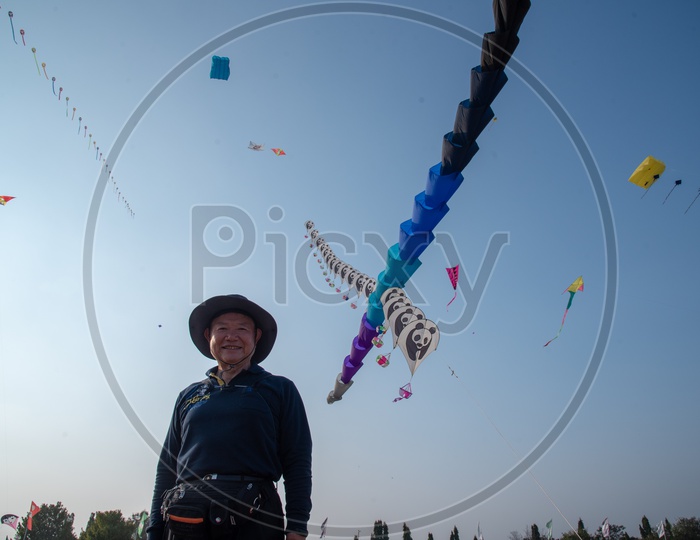 Participants From Various Countries flying Kites In International Kites Festival 2019 in Hyderabad