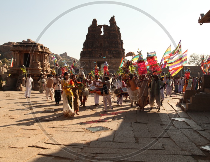 Behind the scenes or the making of film/ Movie Shooting in Vittala Temple, Hampi