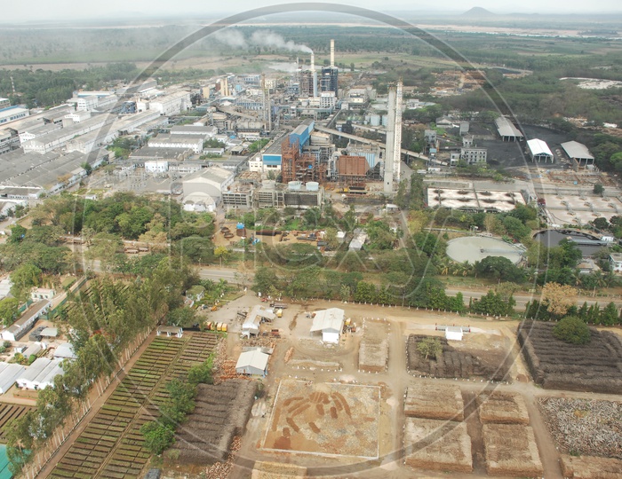 Aerial View of Storage Space and Factory