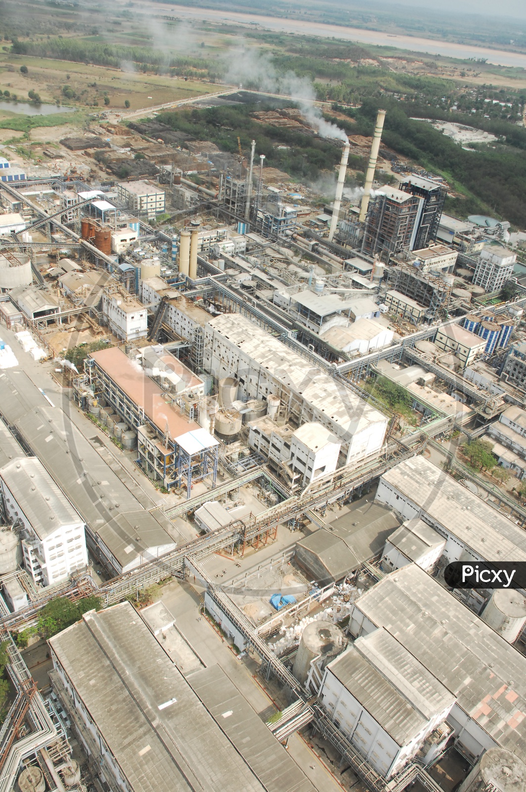 Image of An Aerial View Of Industrial area in hyderabad with Godown and