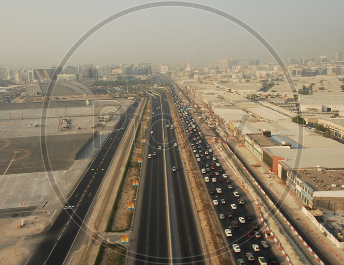 Roadways of Dubai in Aerial View