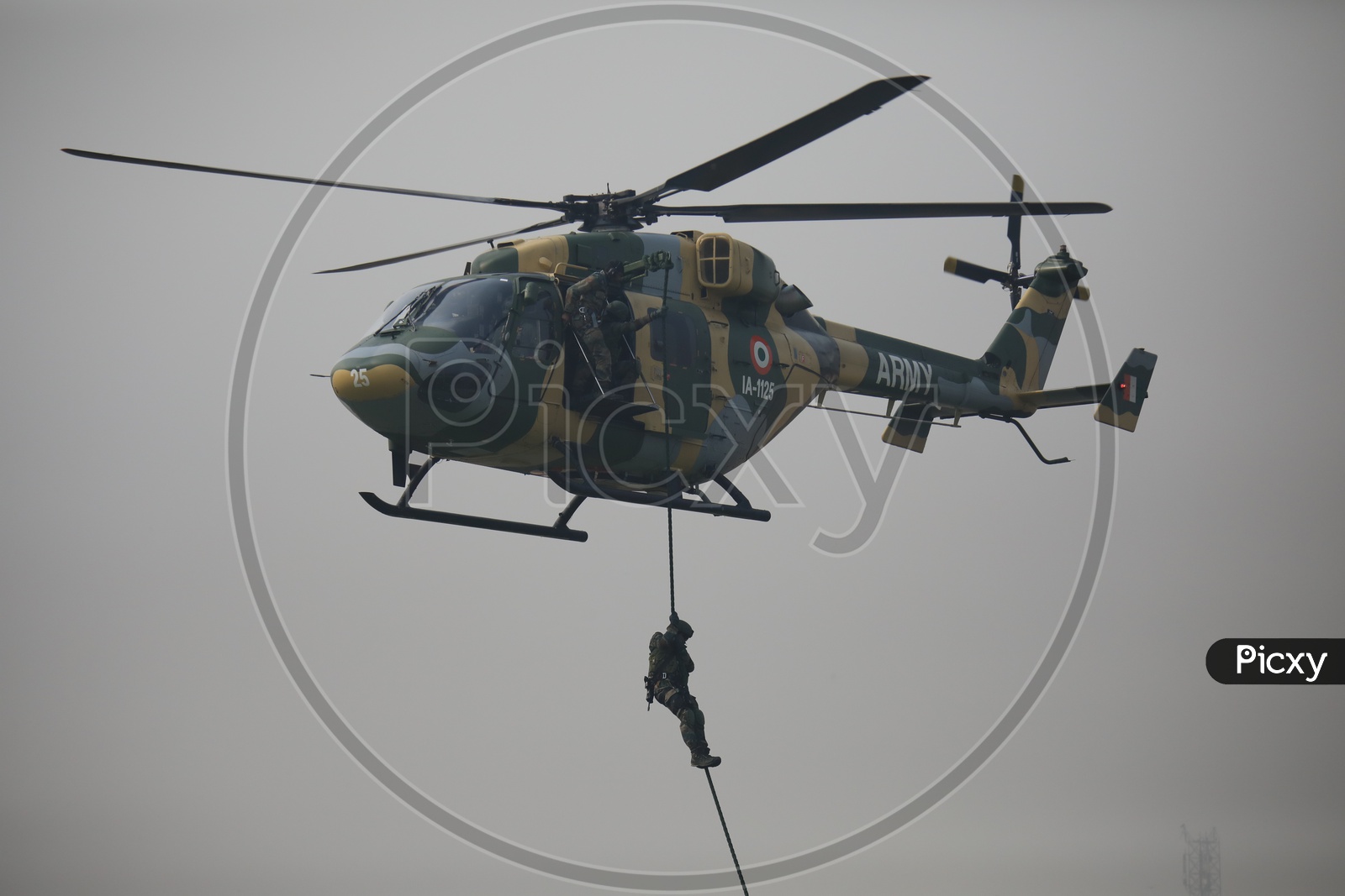 Indian Army Utility Helicopter Dhruv dropping Troops by Rope