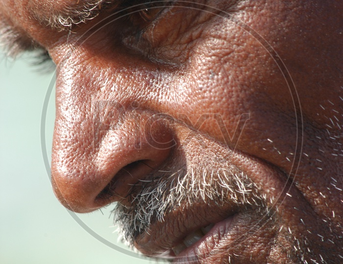 Close up shot of old man's face