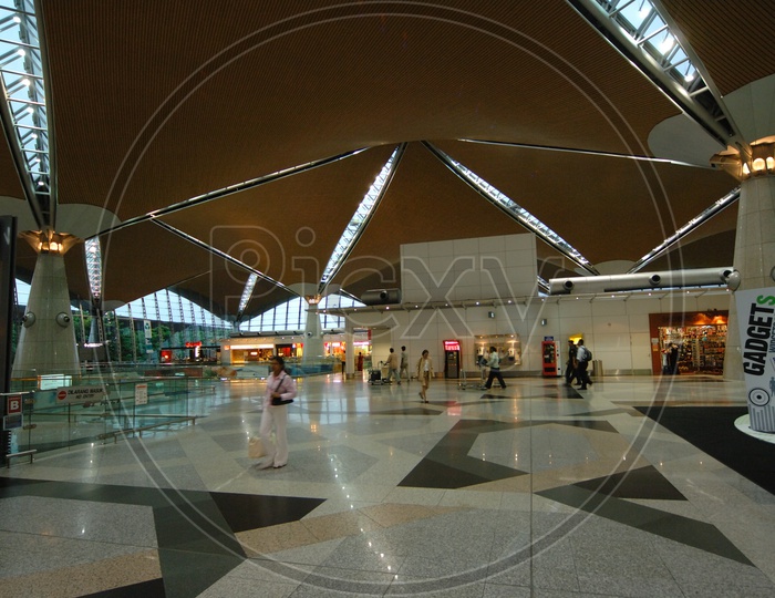 Kuala Lumpur Airport Infra Structure and Interiors With Passengers and Vendor Stalls  , Kuala Lumpur , Malaysia