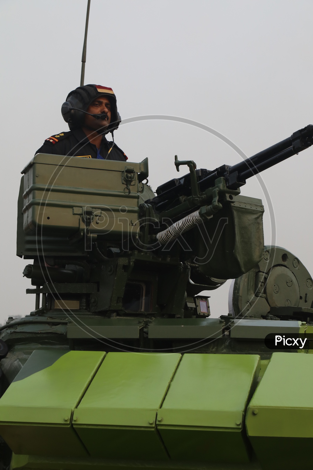 Indian Army Soldier on T-90 Bhishma Battle Tank