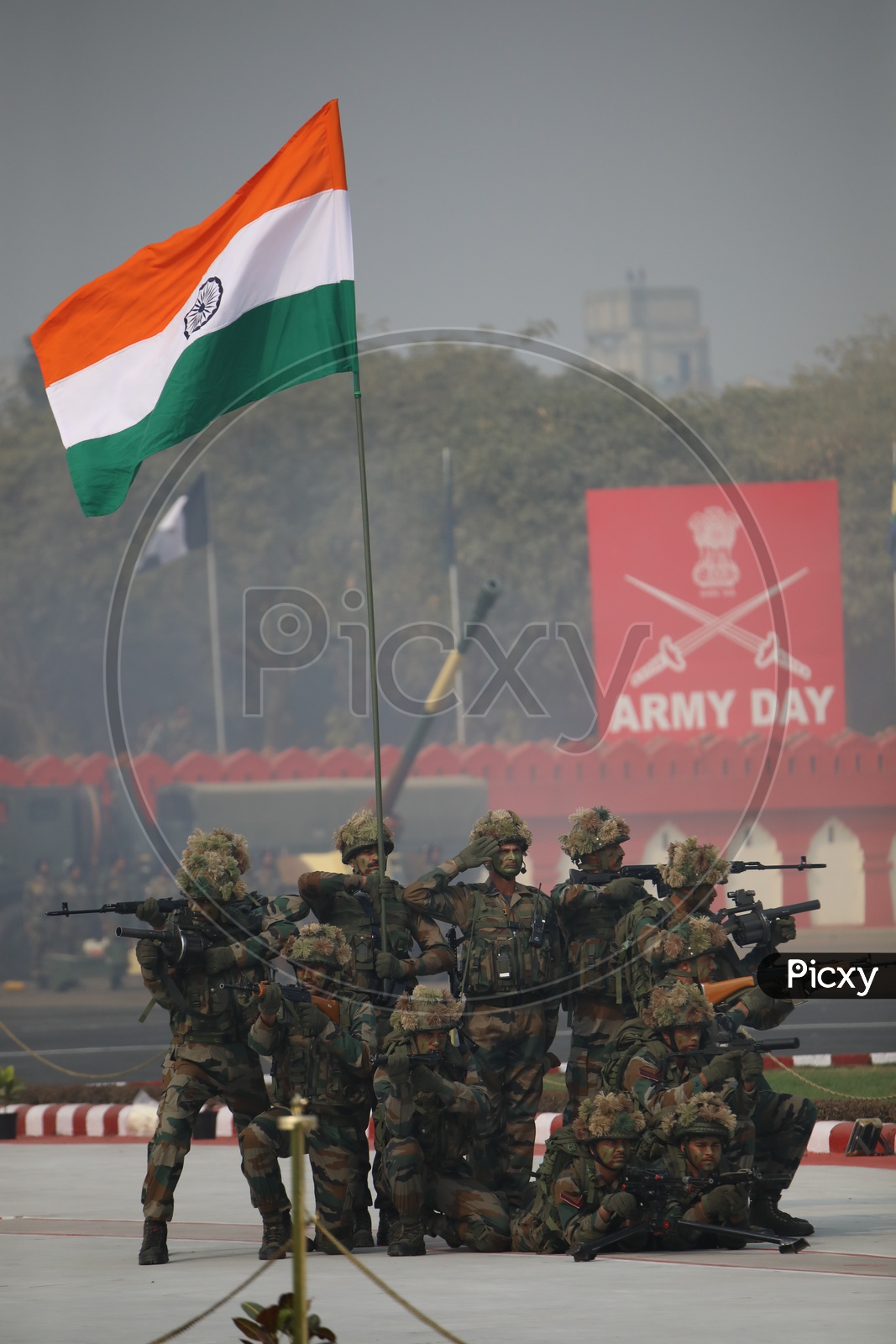 Indian Army Soldiers Demonstrate Their Skills During Army Day