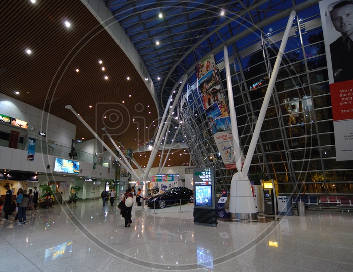 Kuala Lumpur Airport Infra Structure and Interiors With Passengers and Vendor Stalls  , Kuala Lumpur , Malaysia