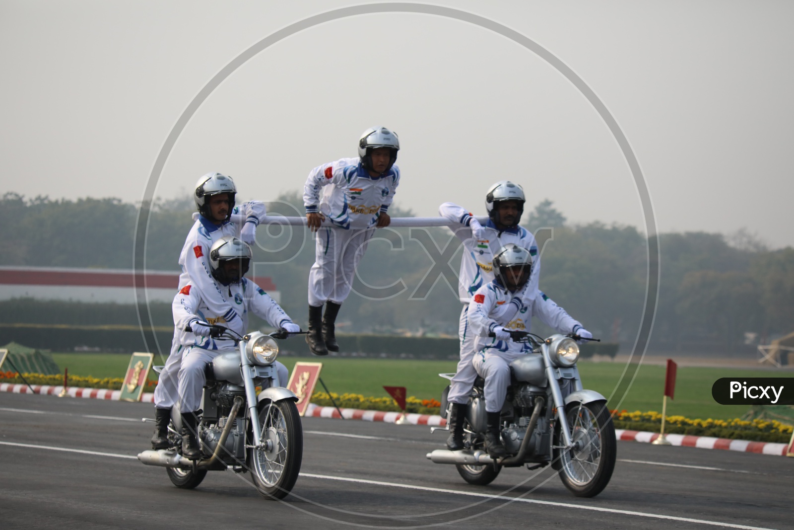 Indian Army Soldiers display Bike Stunts on Army Day