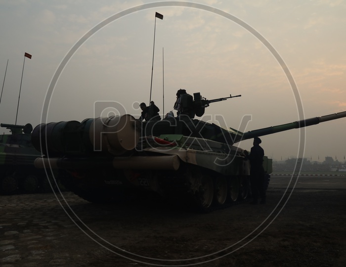 Indian Army Soldiers on T-90 Bhishma Battle Tank