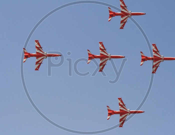 Small Light  Jet planes Air Show with Formations in Sky