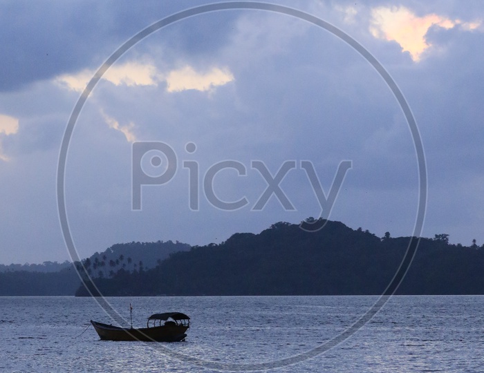 Boat in Aandaman and Nicobar Blue Sea islands