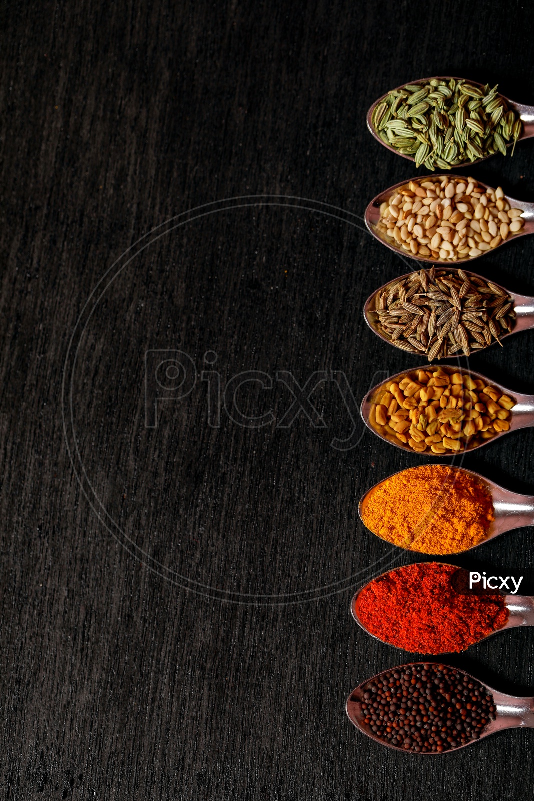 Black Mustard Seeds/avalu/Poppy Seed, Red Chilli Powder, Cumin/Jeera, Turmeric, Fenugreek/Methi/Menthi Seeds, Sesame Seeds, Fennel Seeds/Saunf - Indian Spices