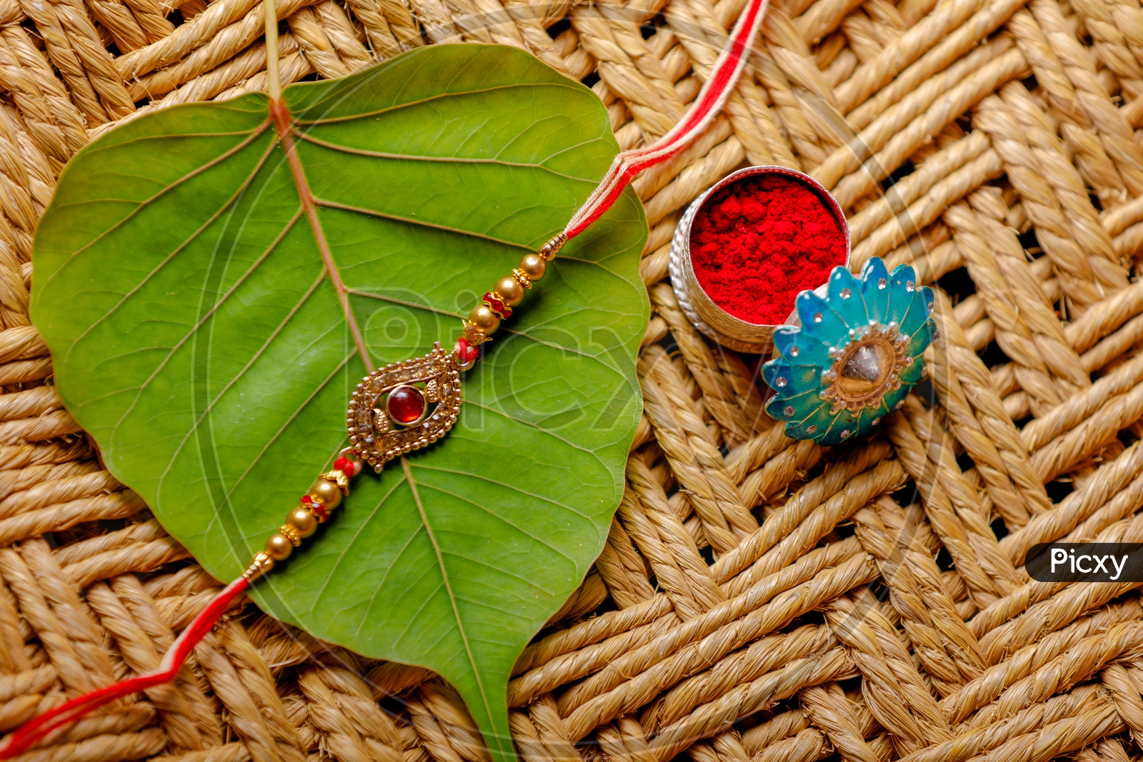 Rakhi on Betel leaf & Kumkum - Indian Festival traditions/rituals