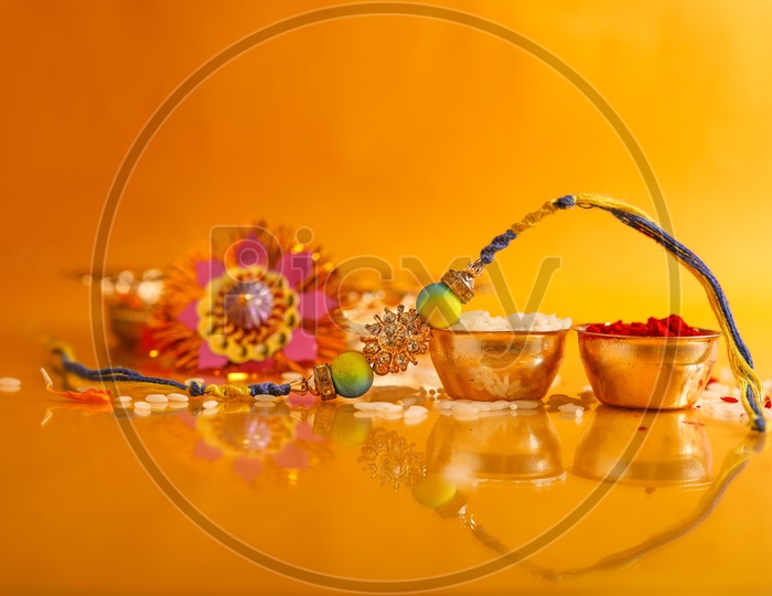 Rakhi with Kumkum & rice -  Indian Festival traditions/rituals