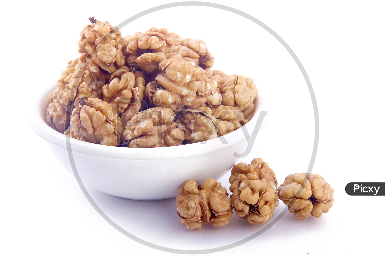 Walnuts/Akharot in Bowl Isolated in White Background