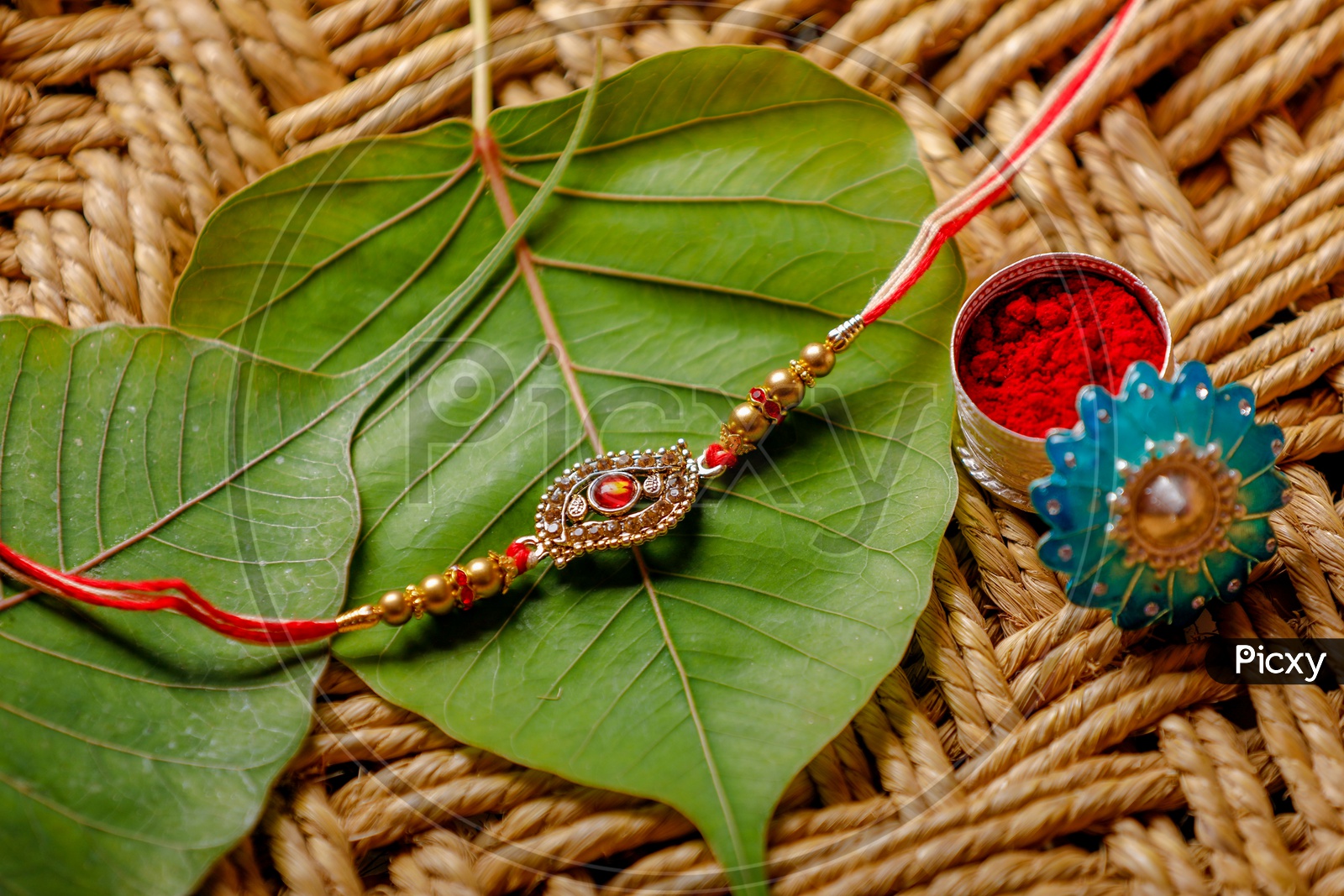 Rakhi on Betel leaf & Kumkum - Indian Festival traditions/rituals