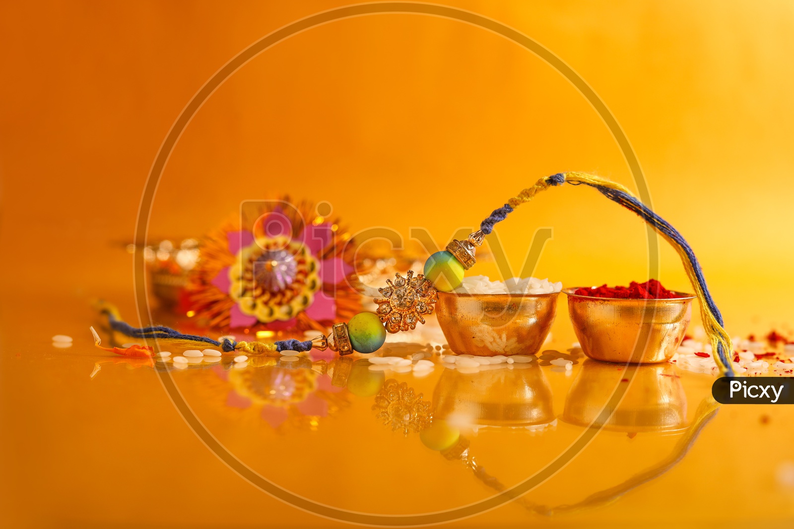 Rakhi with Kumkum & rice -  Indian Festival traditions/rituals