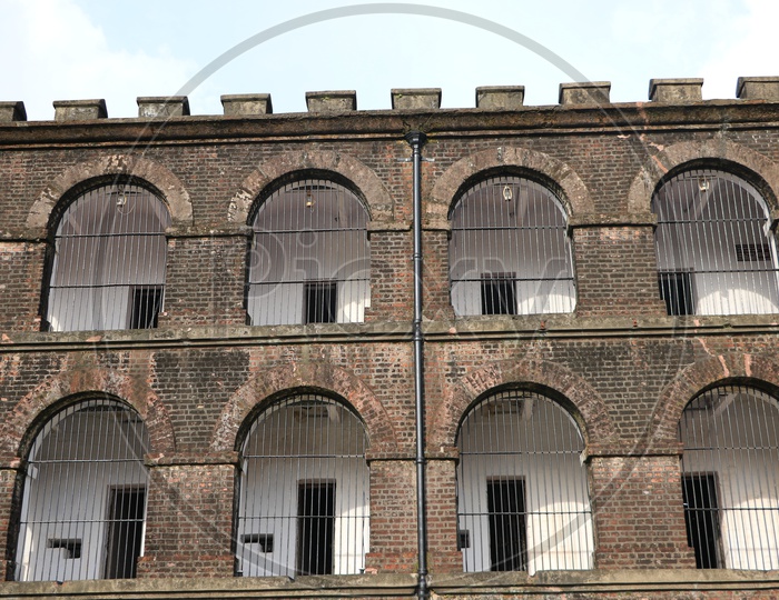 Architecture Of Andaman jail / Prison With Prison Bars and Windows