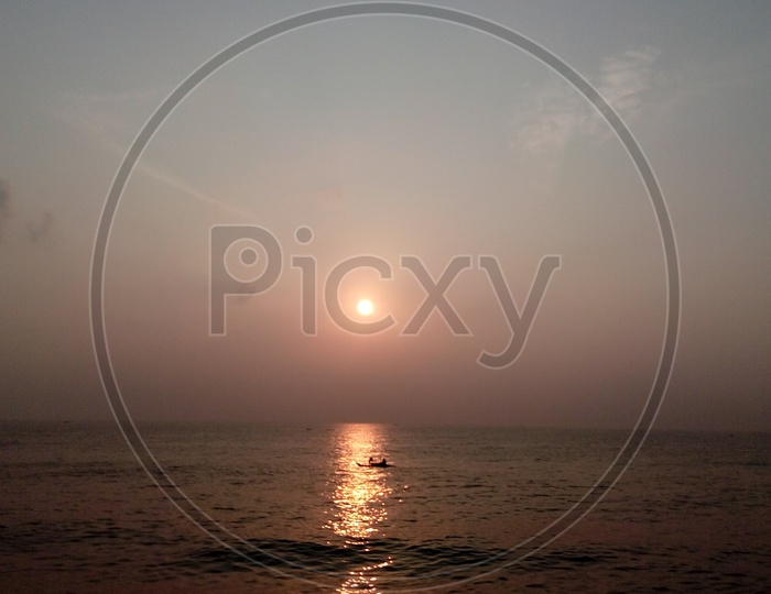 Sunrise at Rock Beach , Pondicherry , India