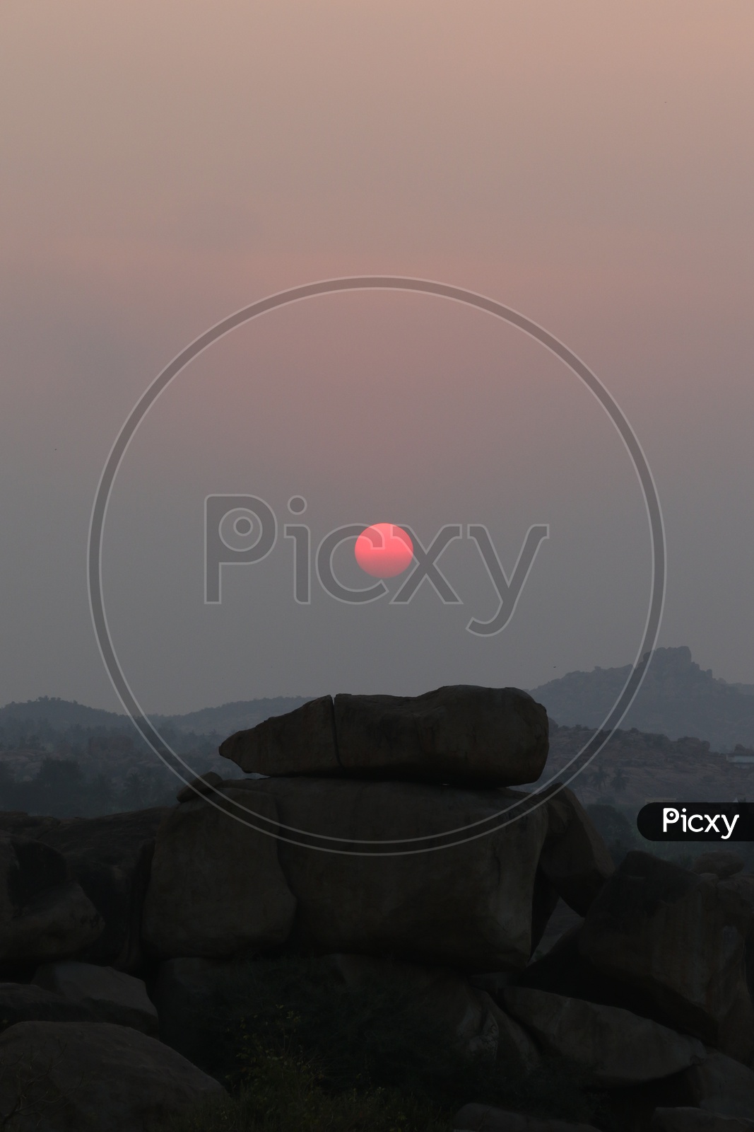 Sunset Views of Hampi With Rock Hills