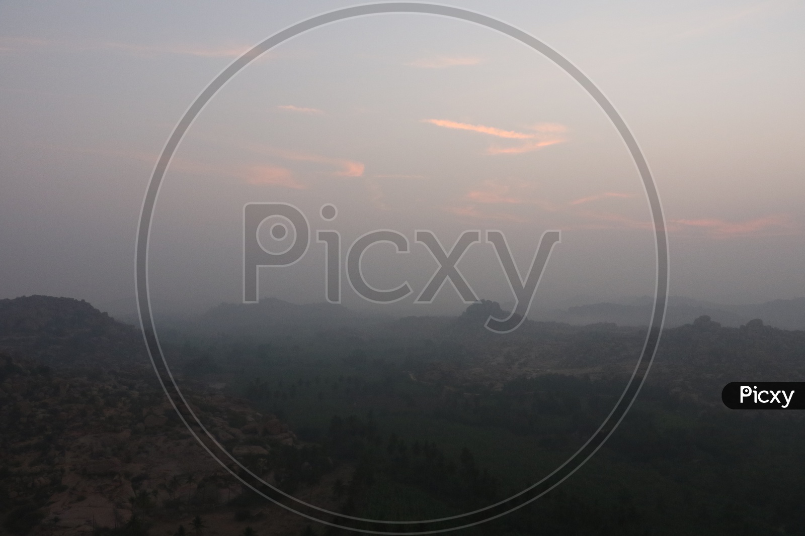 Sunset Views of Hampi With Rock Hill Chain in Hampi , Karnataka