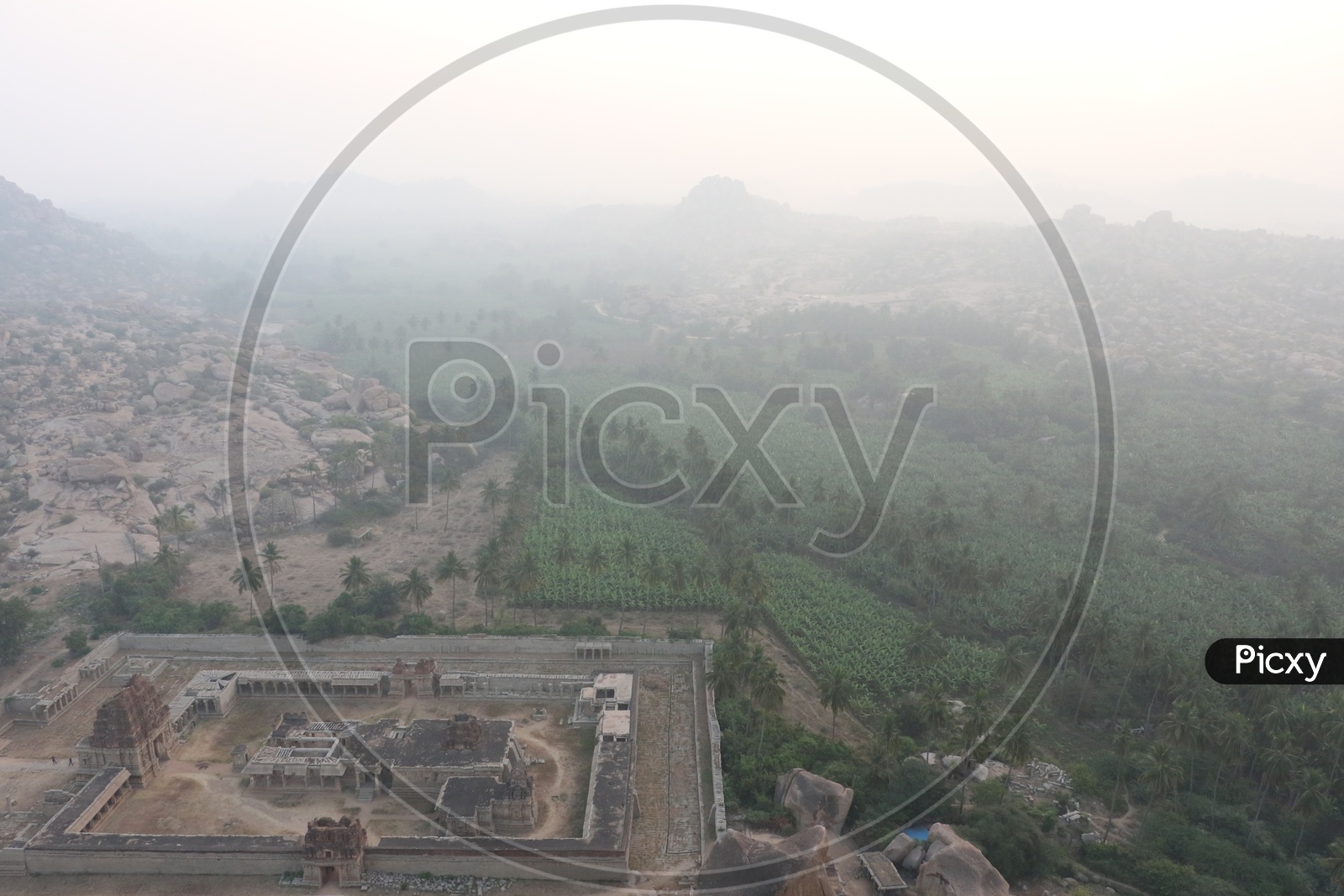 Aerial Views Of Hampi Temples From Hill Tops in Hampi ,  Karnataka