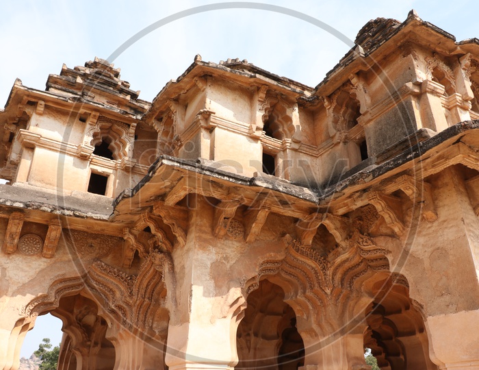 Architectural Views Of  An Old Famous Historic Lotus Temple in Hampi , Karnataka
