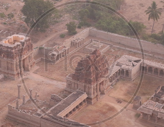 Aerial View Of Historic Temple In Hampi , Karnataka