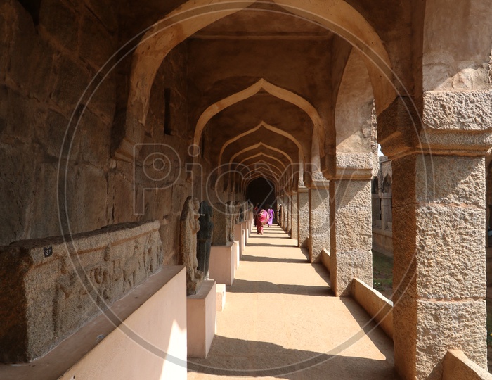 Architectural Views Of Ancient Ruins Of Hampi Bazaar in Hampi , Karnataka