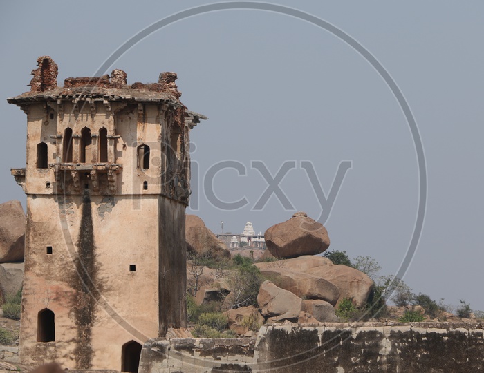 Old Ruins Of Ancient temples in Hampi , Karnataka