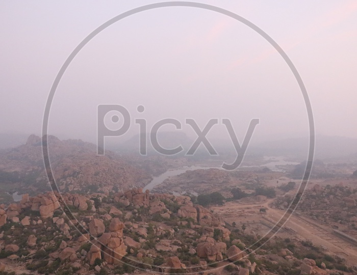 A View Of Chain Rock Hills In Hampi , Karnataka