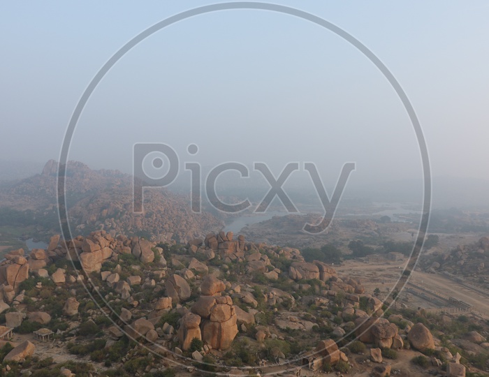 A View Of Chain Rock Hills  in hampi , Karnataka