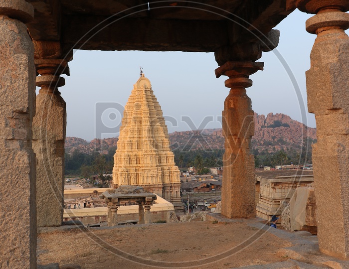 View of Virupaksha Temple From a Hill Top of Hampi , Karnataka