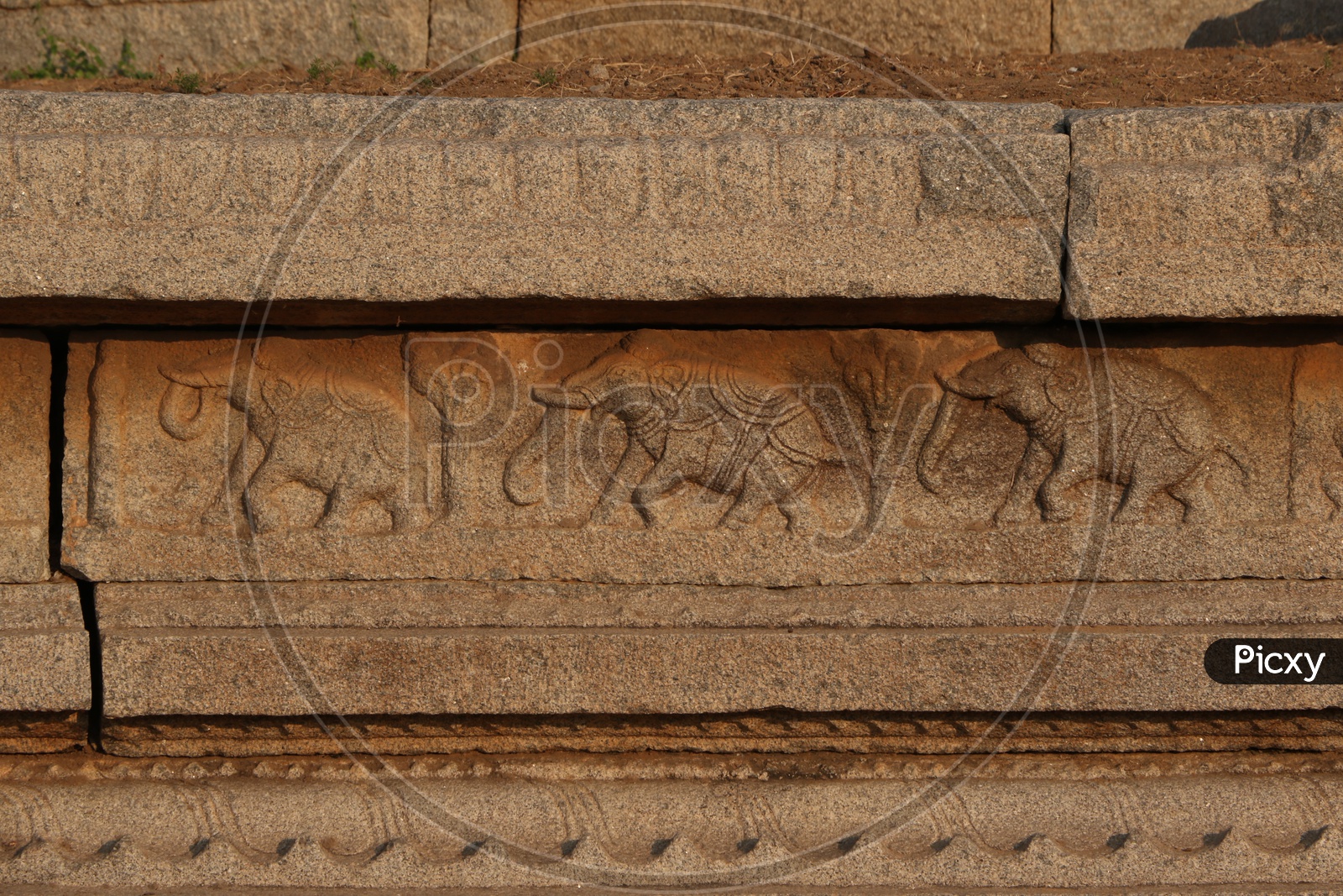 Stone Sculptures Craved On the Walls of Vitthala Temple In Hampi , Karnataka