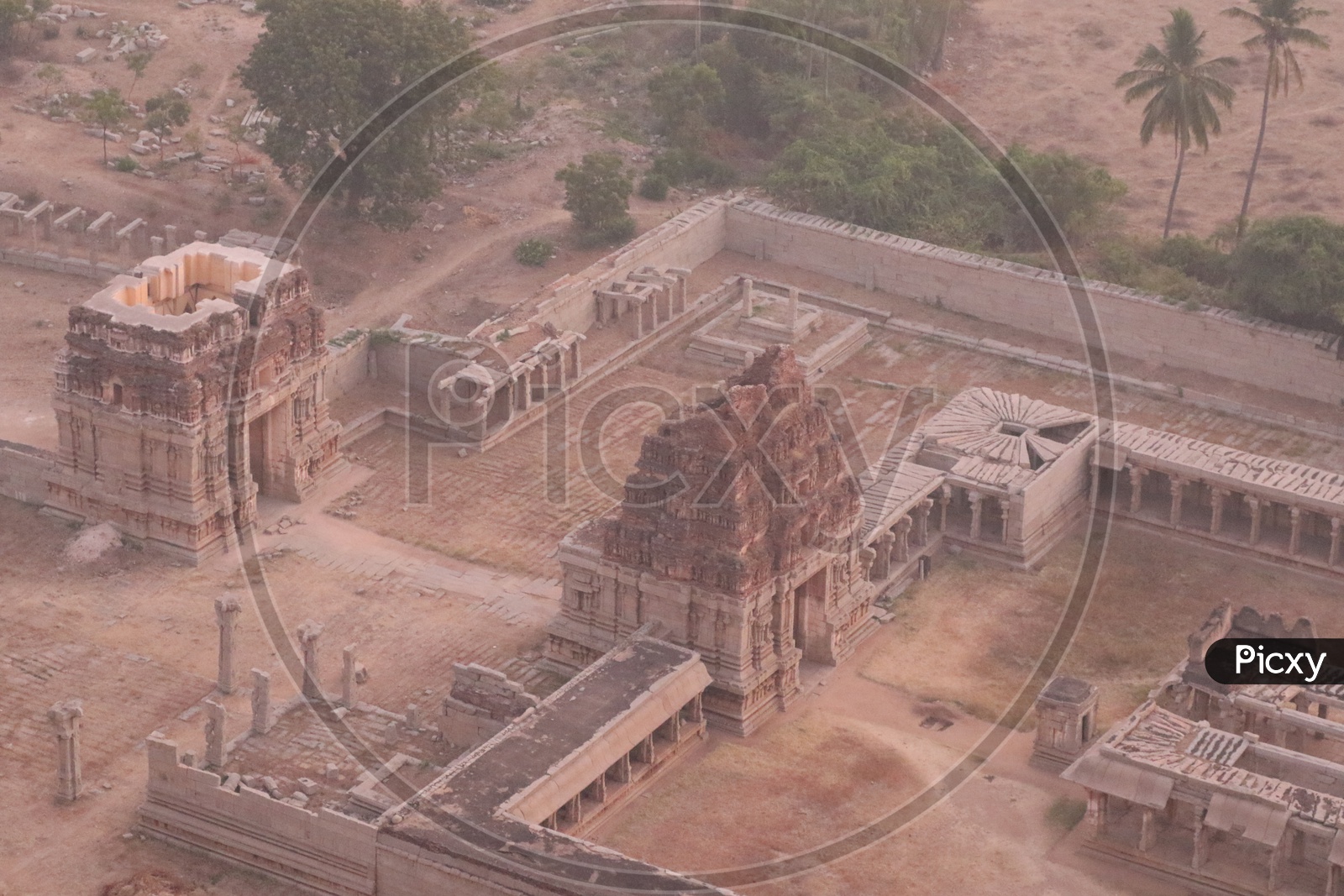 Aerial View Of Historic Temple In Hampi , Karnataka