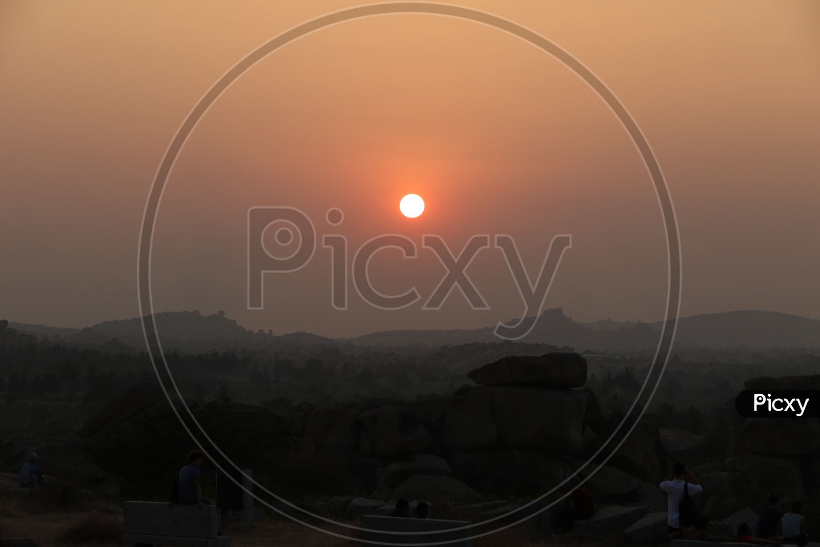 Sunset Over the Rock Hill Chain From a Hill Top in Hampi , Karnataka