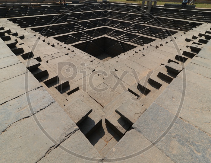 Stepped Water Tank / Pushkarini Represents The Dravidian Civilization and Architecture Of Hampi , karnataka